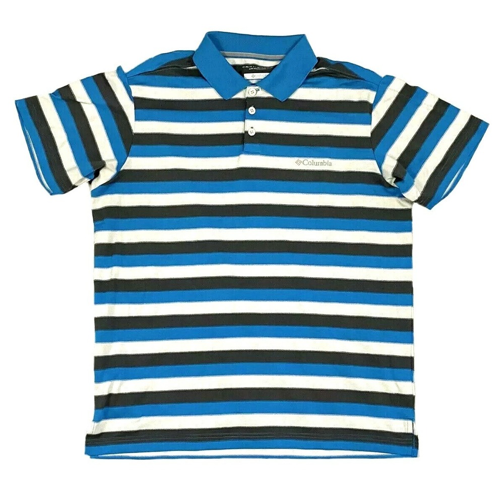 Columbia Omni-Shade Sun Protection Mens Short Sleeve Striped Polo Shirt Size Med